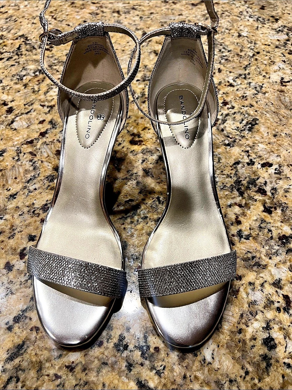 Bandolino  Strappy Metallic Heels in Silver Like New